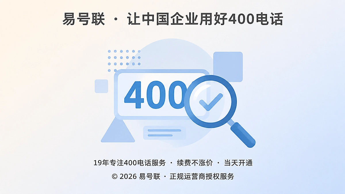 2026年企业400电话选号指南封面：号码聚焦与检索核验示意